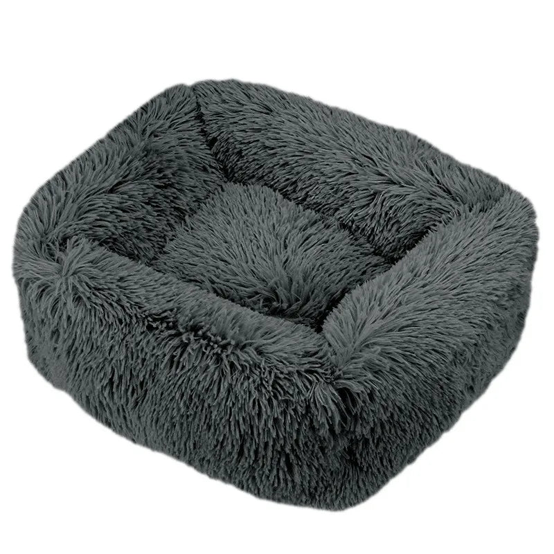 Luxuriöses Plüsch-Hundebett – Waschbares Quadratisches Kuschelbett für Kleine bis Große Hunde