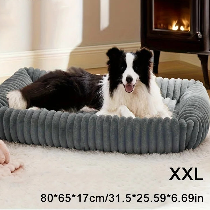 Orthopädisches Plüsch Hundebett mit Hochelastischer Stützpolsterung – Flauschige Ganzjahres Haustiermatratze für Mittelgroße Große Hunde & Schlafzimmer