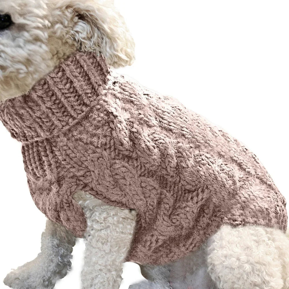 Zopfmuster-Hundepullover – Warmer Einfarbiger Strickpullover für Kleine Hunde & Welpen