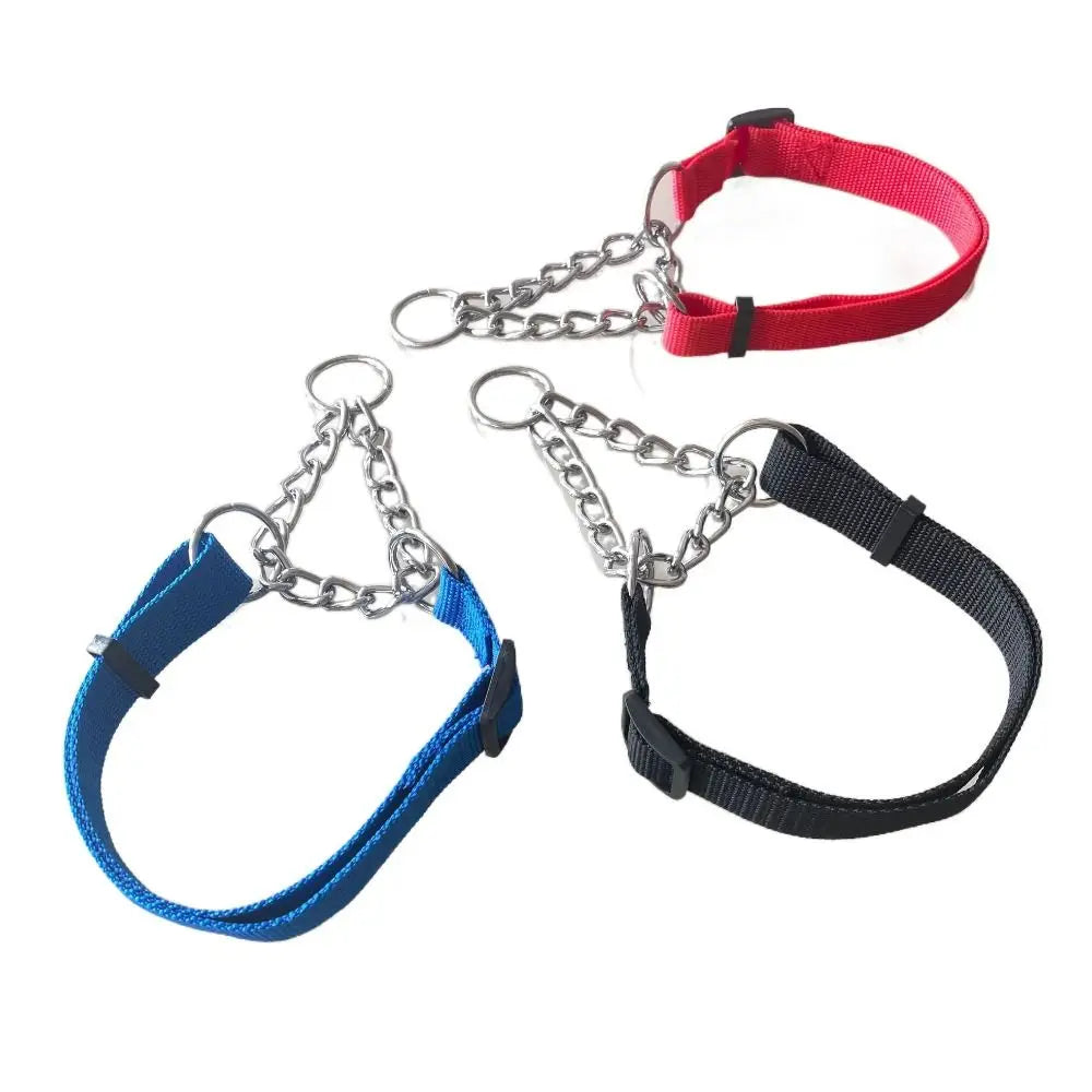 Verstellbares Nylon-Zughalsband für Hunde – Trainingshalsband mit Geschweißter Gliederkette für Große Hunde