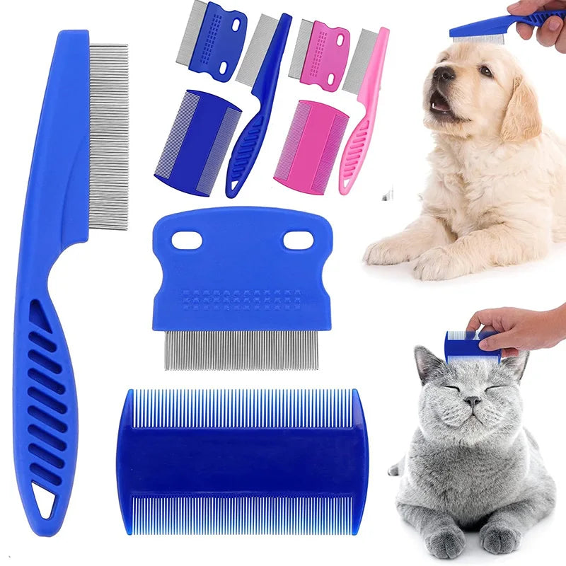 Professionelles Kammset für Hunde & Katzen – Fellpflegekämme mit Abgerundeten Zähnen, Entfilzungskamm & Flohkamm