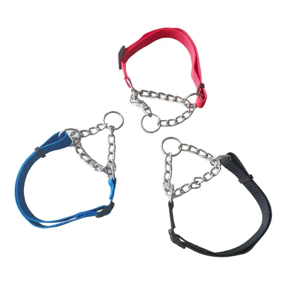 Verstellbares Nylon-Zughalsband für Hunde – Trainingshalsband mit Geschweißter Gliederkette für Große Hunde