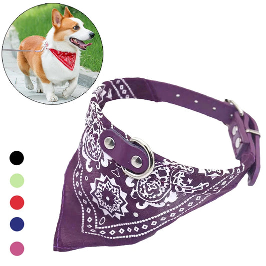 PU-Halsband für Hunde & Katzen mit Halstuch – Verstellbares Haustierhalsband für Kleine & Mittelgroße Hunde, Chihuahuas, Corgis und Welpen