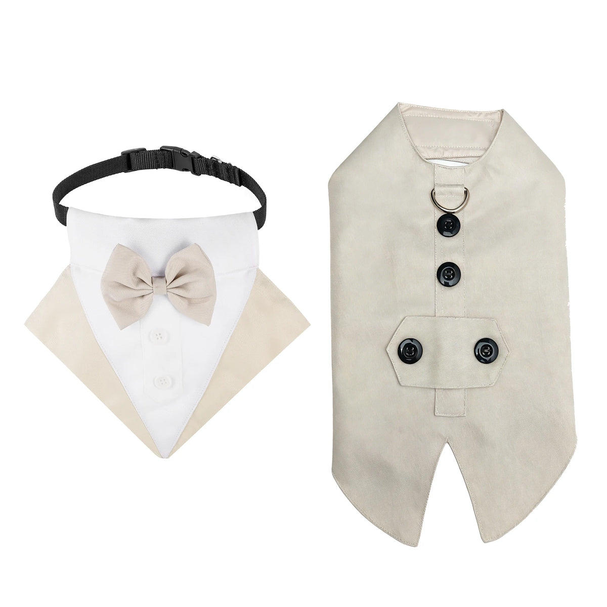 Formeller Hunde-Smoking mit Bandana – Eleganter Fliegen-Anzug für Hochzeit & Party