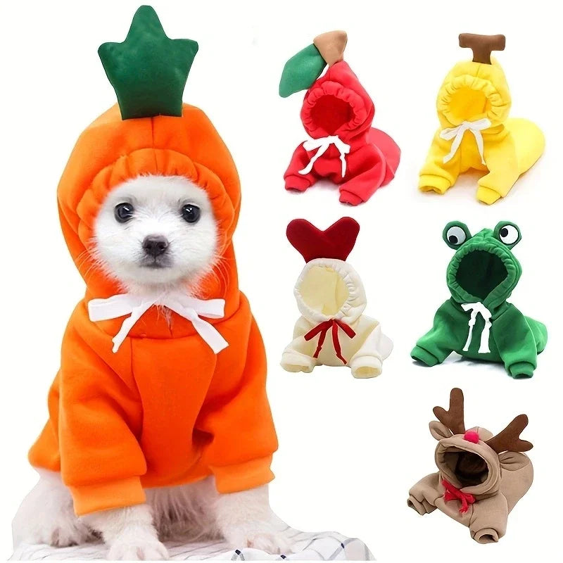 Süßer Früchte-Hundehoodie – Warme Fleece-Kostümjacke für Kleine Hunde, Welpen & Katzen