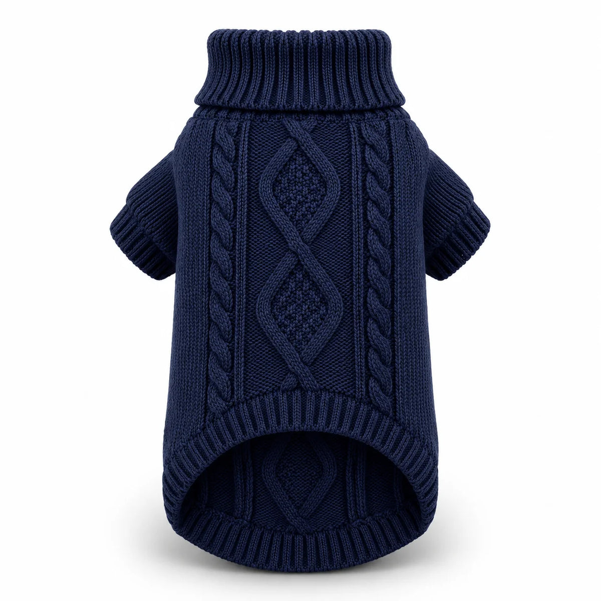 Grauer Zopfmuster-Hundepullover – Warmer Rollkragen-Winterpullover für Kleine & Mittelgroße Hunde