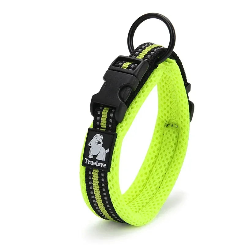 Hundehalsband mit 3M-Reflektoren – Verstellbares Gepolstertes Nylonhalsband mit Netzgewebe für Alle Hunderassen & Wetterbedingungen