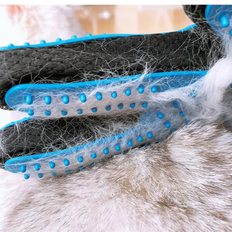 Doppelseitiges Haustier-Pflegeset – Bürste zum Entfilzen & Entfernen Loser Haare mit Waschhandschuh für Hunde, Katzen & Kaninchen