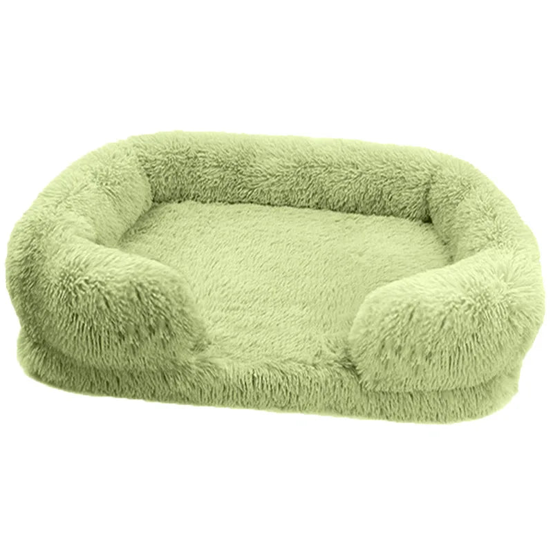 Plüsch Winter Hundebett mit Abnehmbarem Verdicktem Kissen – Weiches Quadratisches Haustiersofa & Kennel-Schlafbett für Kleine Mittlere Große Hunde