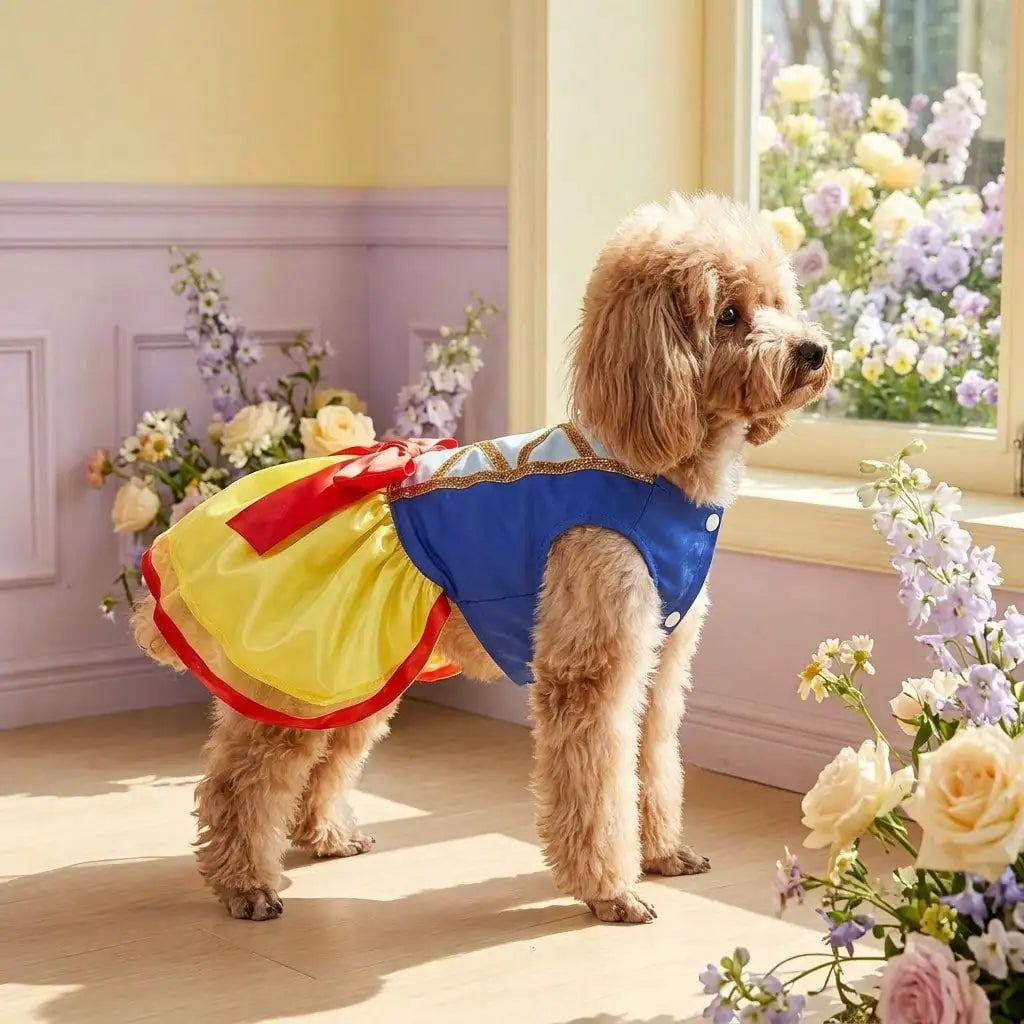 Schneeprinzessin-Kleid für Hunde – Festliches Weihnachtskostüm für Kleine Hunde & Welpen