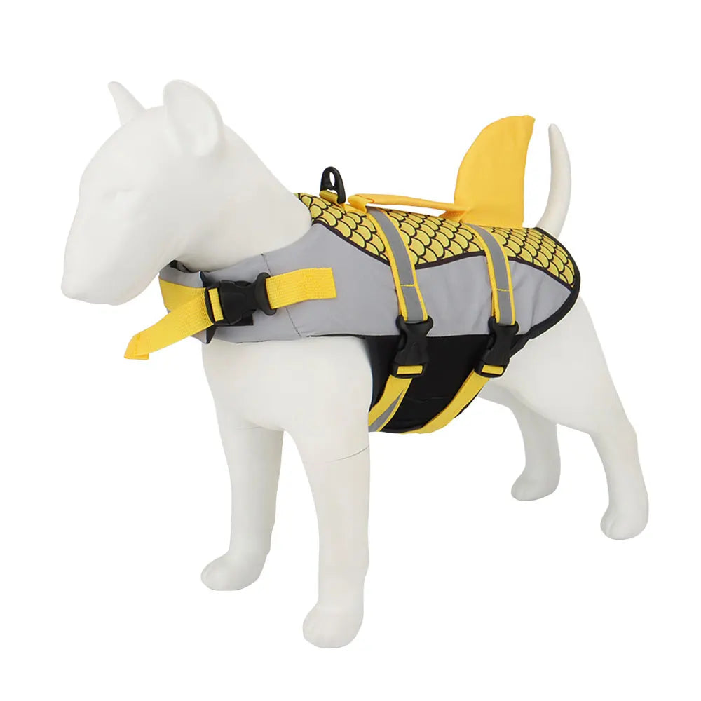 Hai-Schwimmweste für Hunde – Schuppen-Design mit Geschirr für Sommer & Wasserabenteuer