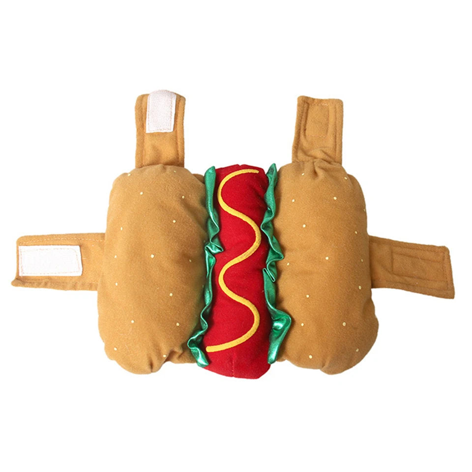 Hot-Dog-Kostüm für Hunde & Katzen – Verstellbares Würstchen-Outfit für Dackel & Welpen
