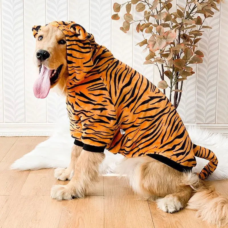 Warmer Fleece-Hundepyjama mit Kapuze – Gemütlicher Wintermantel für Mittelgroße & Große Hunde