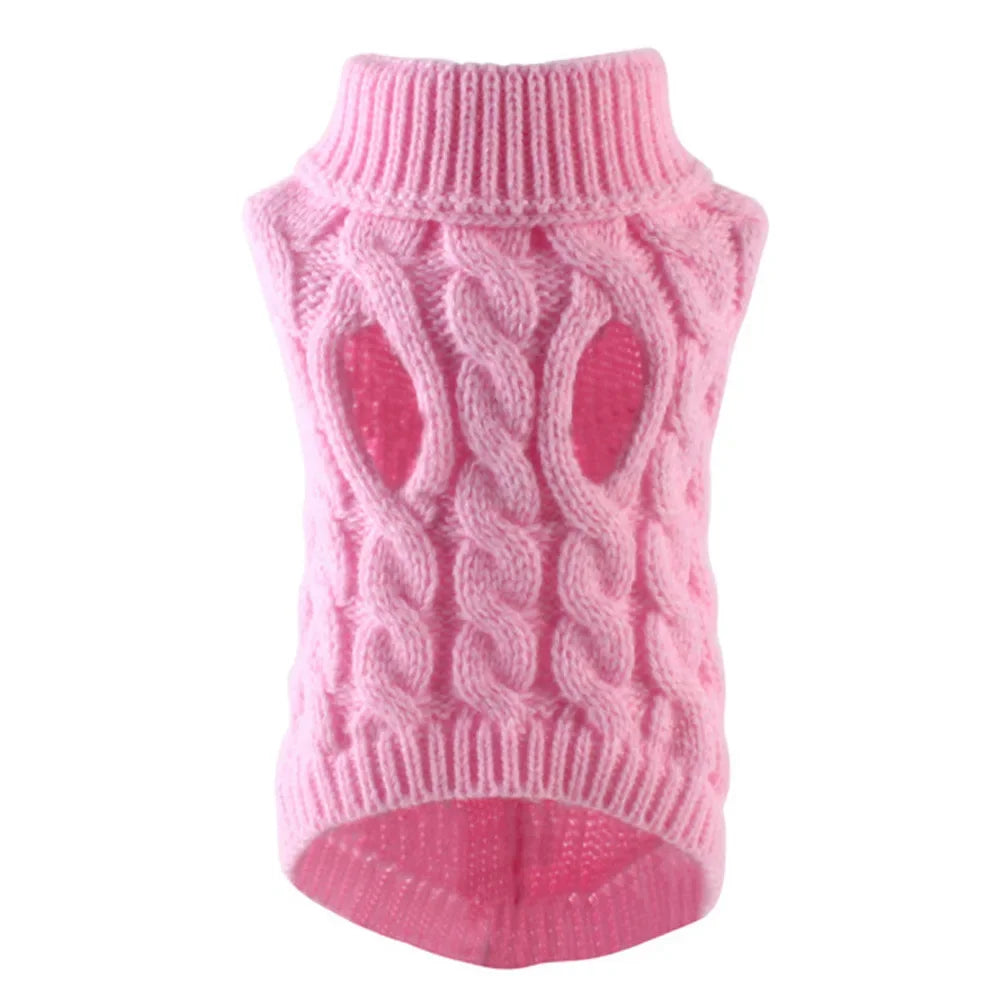 Zopfmuster-Hundepullover – Warmer Einfarbiger Strickpullover für Kleine Hunde & Welpen