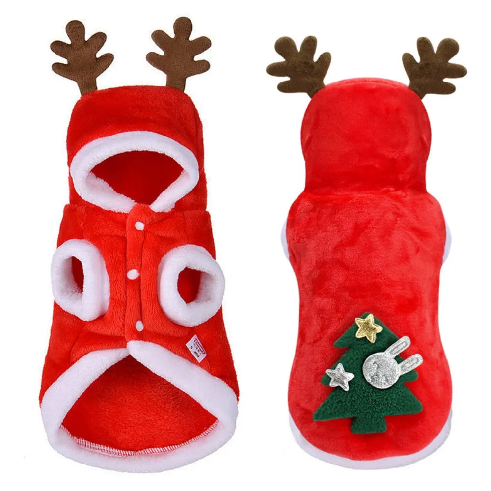 Festliches Flanell-Outfit für Hunde & Katzen – Warme Rentier- & Weihnachtsbaum-Kleidung für Herbst und Winter