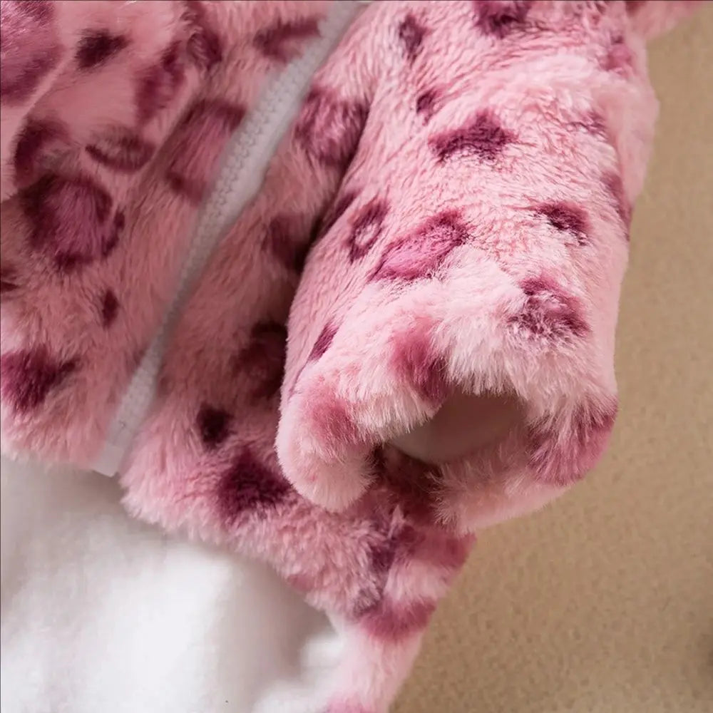 Leoparden-Fleece-Hoodie für Hunde – Warmer Wintermantel für Französische Bulldoggen & Kleine Hunde