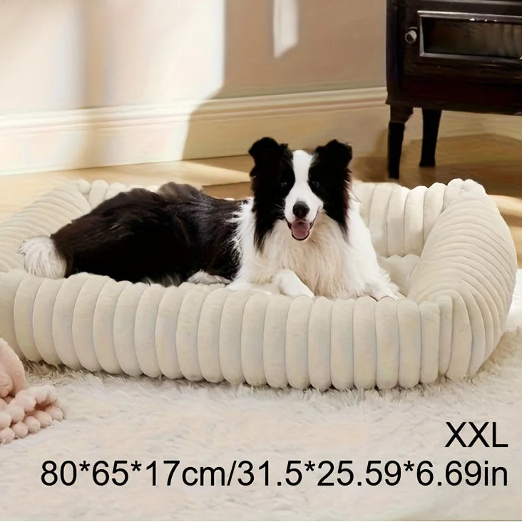 Orthopädisches Plüsch Hundebett mit Hochelastischer Stützpolsterung – Flauschige Ganzjahres Haustiermatratze für Mittelgroße Große Hunde & Schlafzimmer