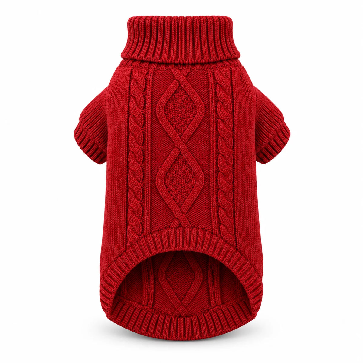 Grauer Zopfmuster-Hundepullover – Warmer Rollkragen-Winterpullover für Kleine & Mittelgroße Hunde