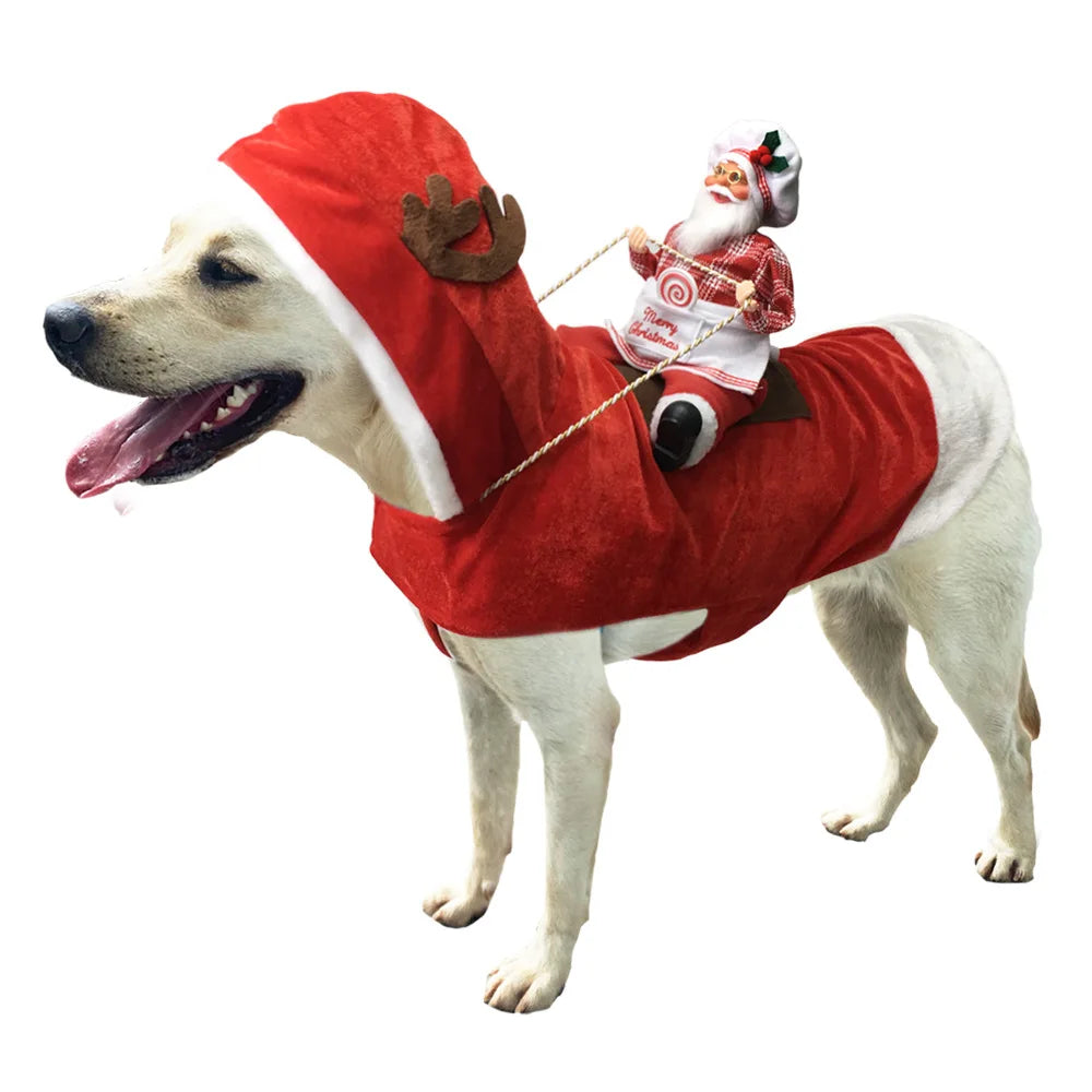 Lustiger Weihnachtsmann-Hundeumhang – Warmes Weihnachts-Cosplay-Kostüm für Kleine & Mittelgroße Hunde & Katzen