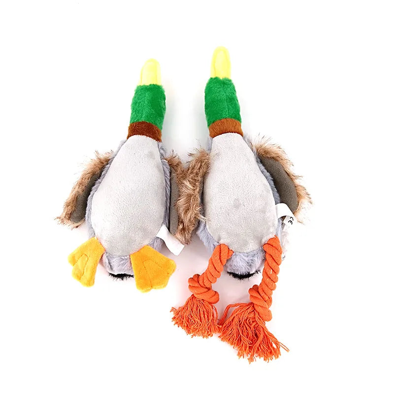 Niedliches Enten-Plüschspielzeug mit Quietschfunktion – Gefülltes Hunde-Kauseil & Zahnpflege-Spielzeug für Welpen, Hunde und Katzen