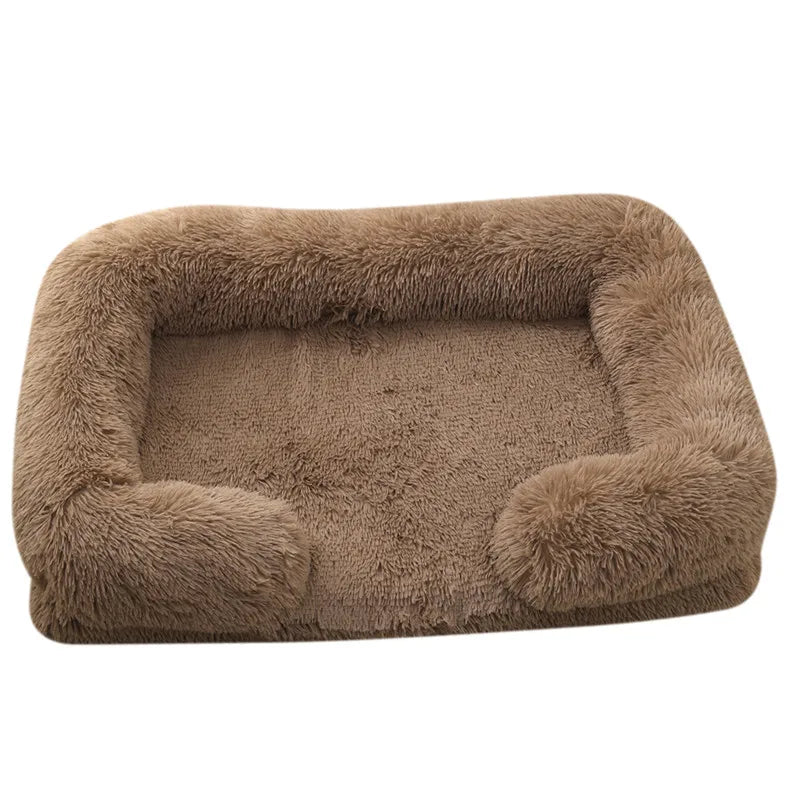Plüsch Winter Hundebett mit Abnehmbarem Verdicktem Kissen – Weiches Quadratisches Haustiersofa & Kennel-Schlafbett für Kleine Mittlere Große Hunde