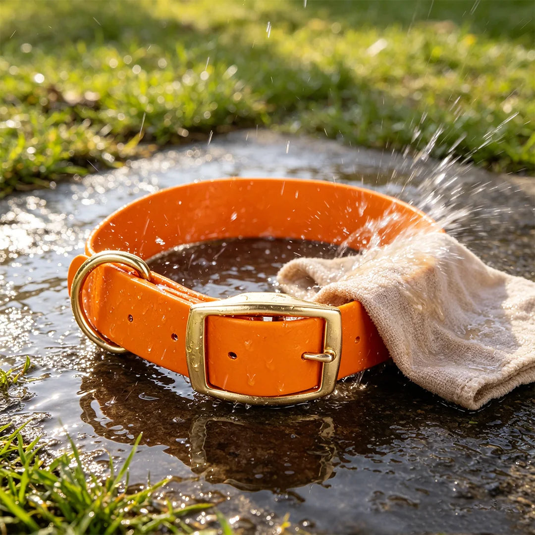 Wasserfestes Hundehalsband- & Leinen-Set aus PVC – Mehrfarbiges Verstellbares Pflegeleichtes Halsband mit Dornschließe für Alle Hunderassen