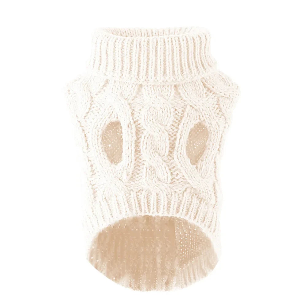 Zopfmuster-Hundepullover – Warmer Einfarbiger Strickpullover für Kleine Hunde & Welpen