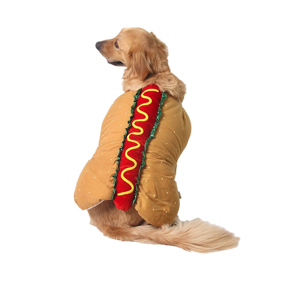 Hot-Dog-Kostüm für Hunde & Katzen – Verstellbares Würstchen-Outfit für Dackel & Welpen