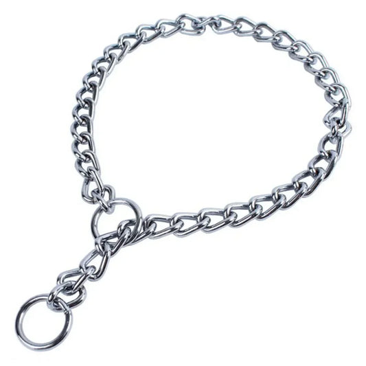P-Schlangenkette-Hundehalsband aus Edelstahl – Verstellbares Zug-Trainingshalsband für Bulldoggen, Mittelgroße & Große Hunde
