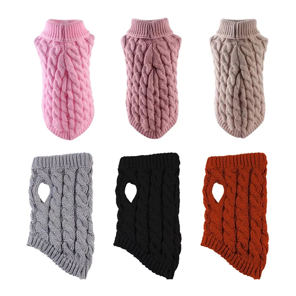 Zopfmuster-Hundepullover – Warmer Einfarbiger Strickpullover für Kleine Hunde & Welpen