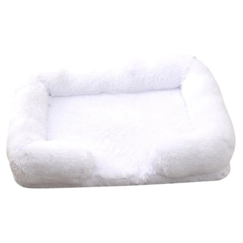 Plüsch Winter Hundebett mit Abnehmbarem Verdicktem Kissen – Weiches Quadratisches Haustiersofa & Kennel-Schlafbett für Kleine Mittlere Große Hunde