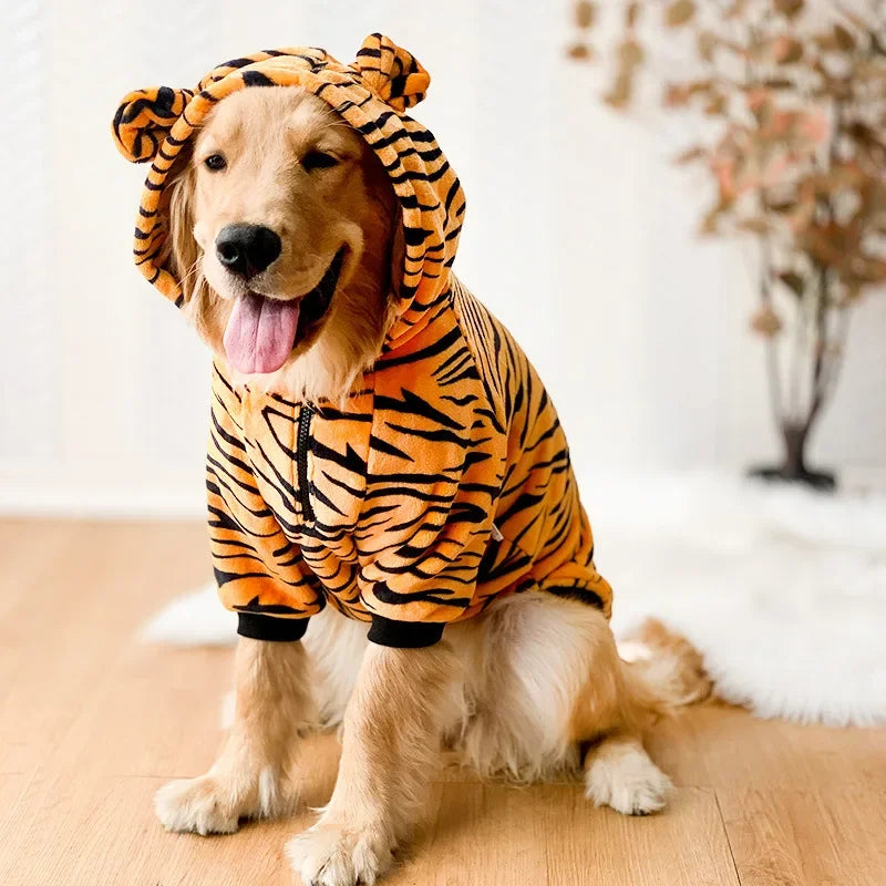 Warmer Fleece-Hundepyjama mit Kapuze – Gemütlicher Wintermantel für Mittelgroße & Große Hunde
