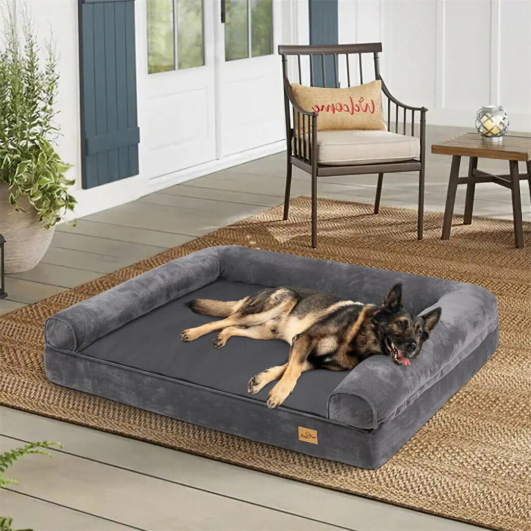 Extra Großes Orthopädisches Hundebett mit Abnehmbarem Waschbarem Bezug – Weiche Schaumstoff Haustiermatratze & Sofa-Schlafkissen für Komfortables Liegen