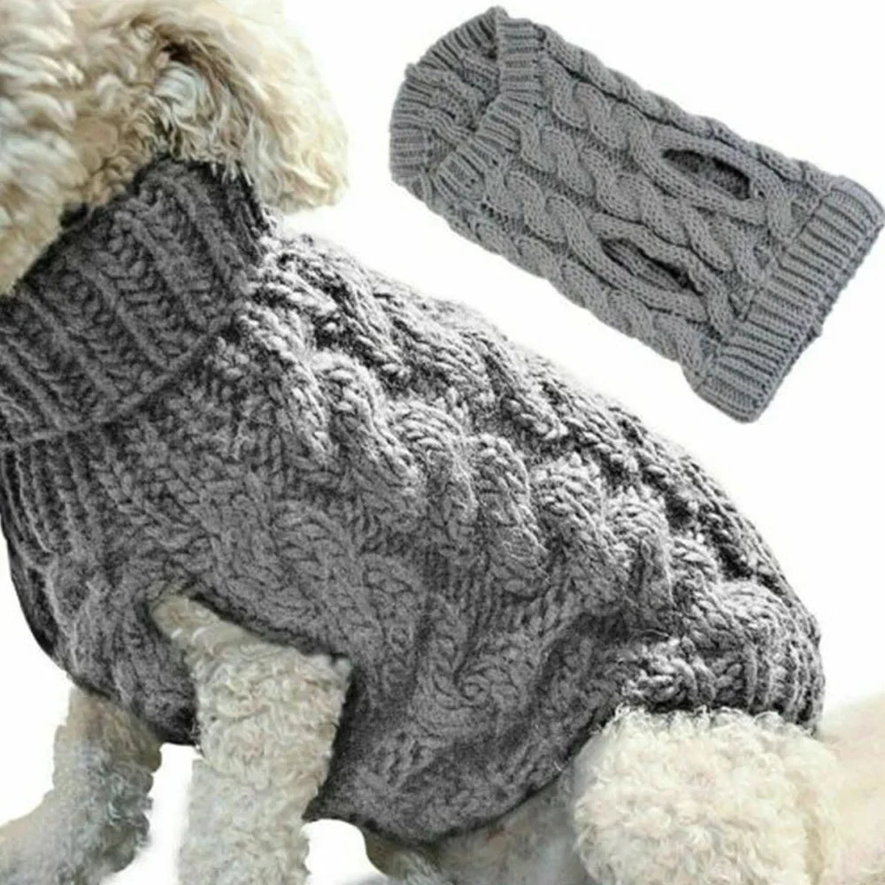 Zopfmuster-Hundepullover – Warmer Einfarbiger Strickpullover für Kleine Hunde & Welpen