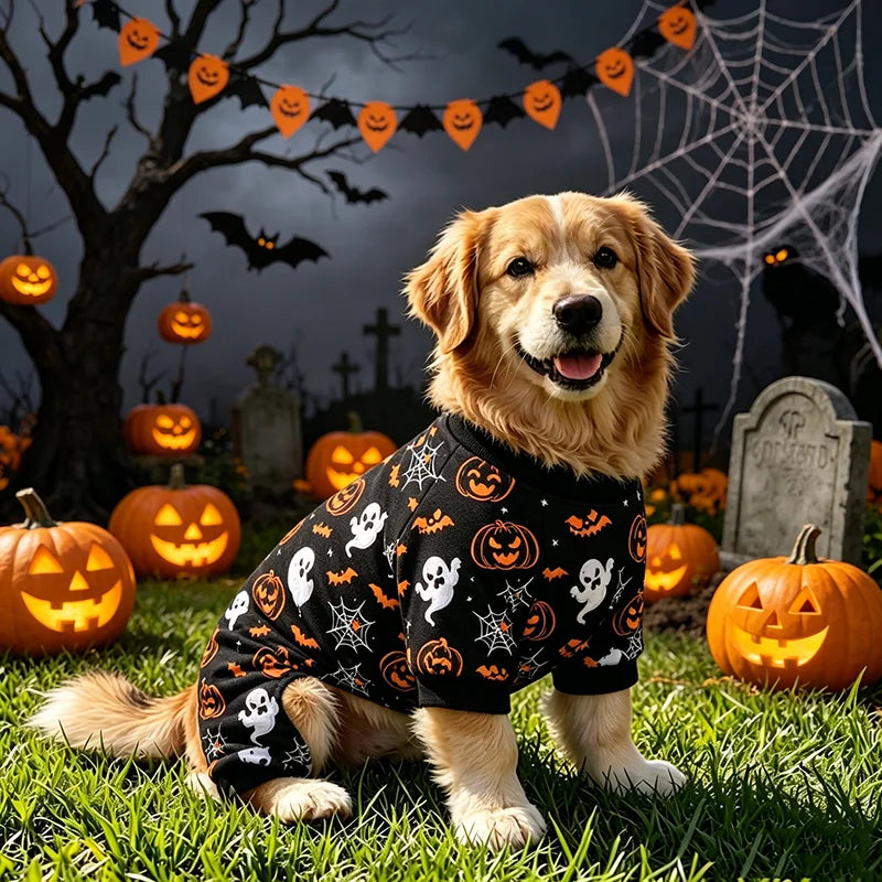Halloween-Pyjama für Mittelgroße Hunde – Elastischer Lustiger Hunde-Kostüm-Pyjama