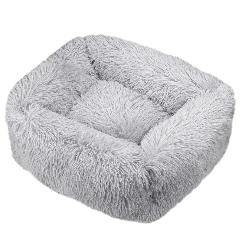 Luxuriöses Plüsch-Hundebett – Waschbares Quadratisches Kuschelbett für Kleine bis Große Hunde