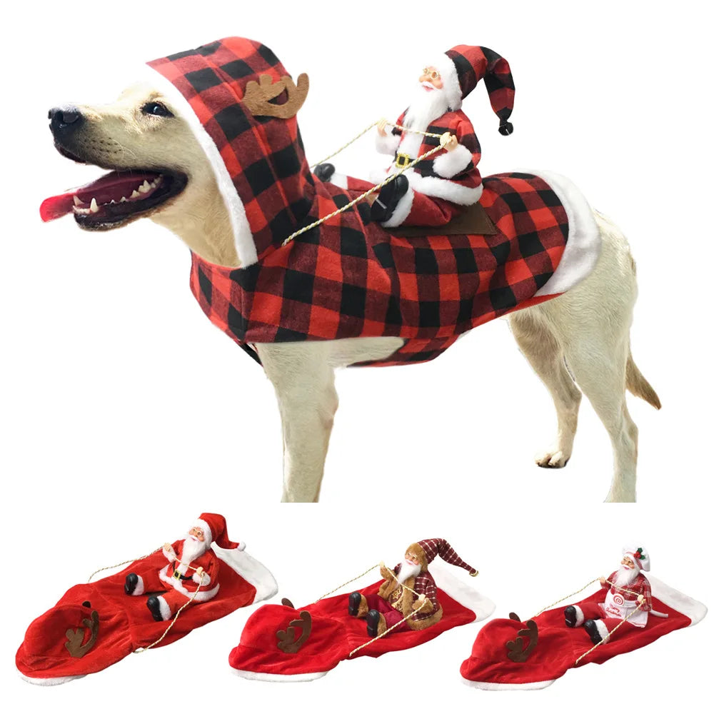 Lustiger Weihnachtsmann-Hundeumhang – Warmes Weihnachts-Cosplay-Kostüm für Kleine & Mittelgroße Hunde & Katzen