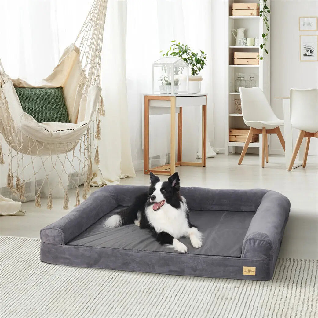 Extra Großes Orthopädisches Hundebett mit Abnehmbarem Waschbarem Bezug – Weiche Schaumstoff Haustiermatratze & Sofa-Schlafkissen für Komfortables Liegen