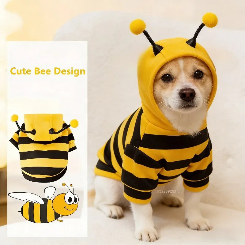 Bienen-Fleece-Hoodie für Hunde & Katzen – Süßer Cosplay-Pullover für Haustiere