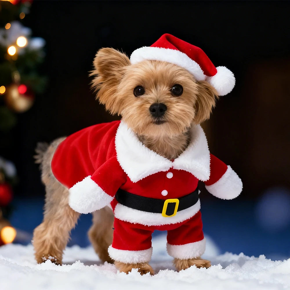 Weihnachtsmann-Overall für Kleine Hunde & Katzen – Süßes Weihnachts-Cosplay-Kostüm
