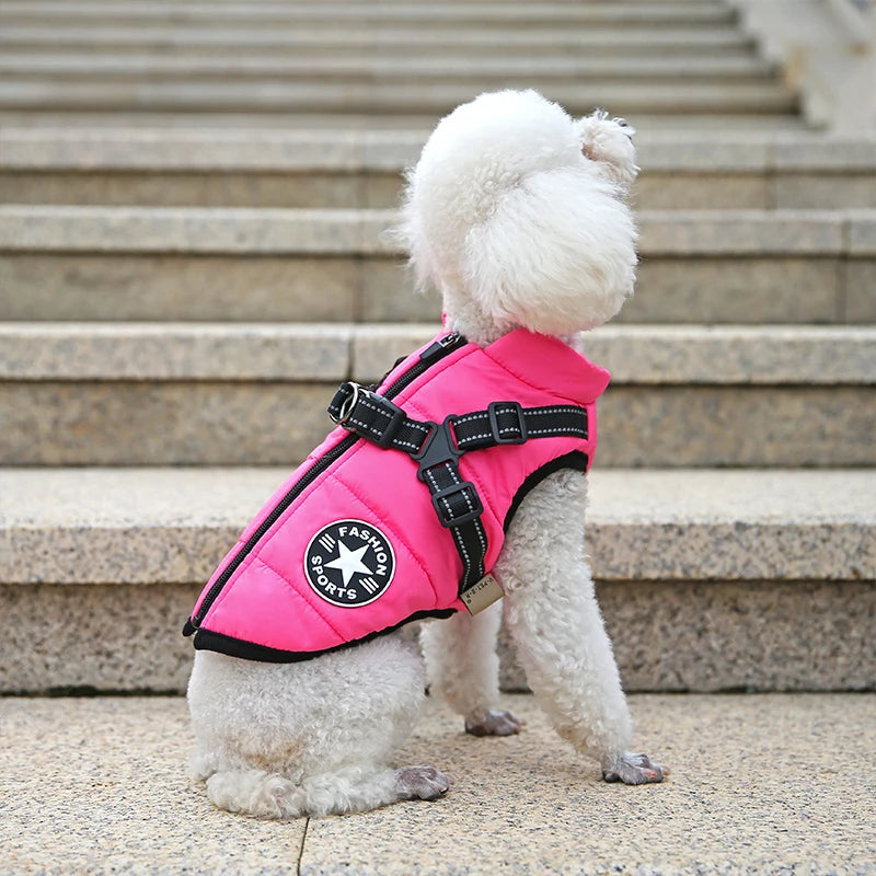 Wasserdichte Warme Hundejacke mit Geschirr – Winterweste für Kleine & Große Hunde