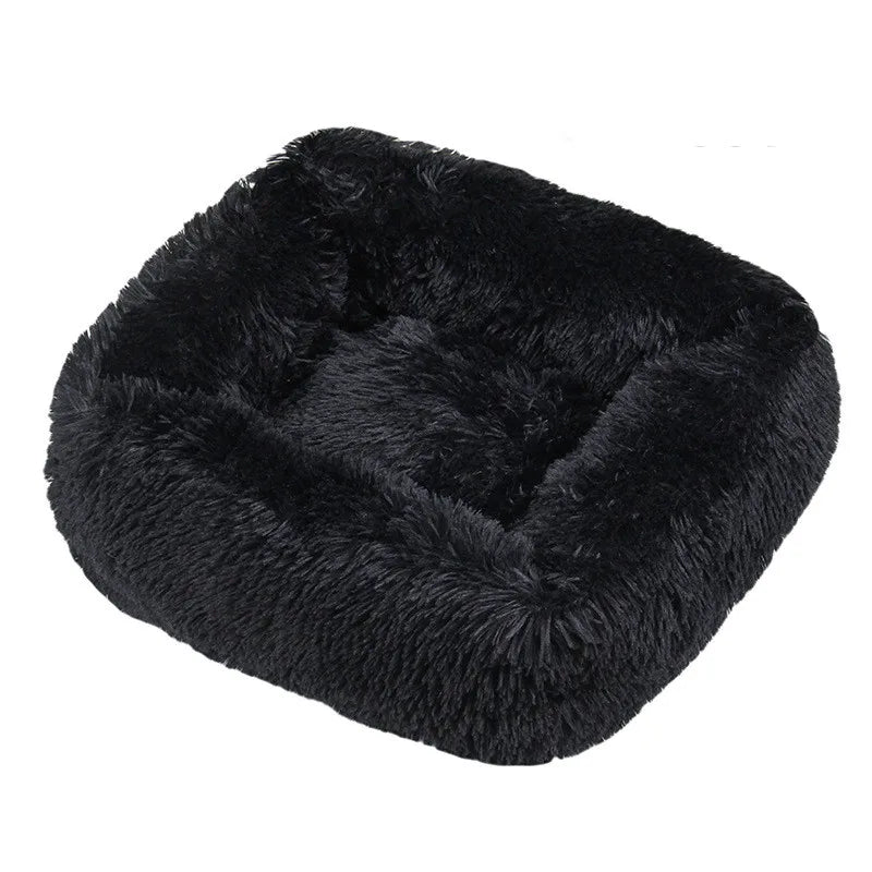 Luxuriöses Plüsch-Hundebett – Waschbares Quadratisches Kuschelbett für Kleine bis Große Hunde