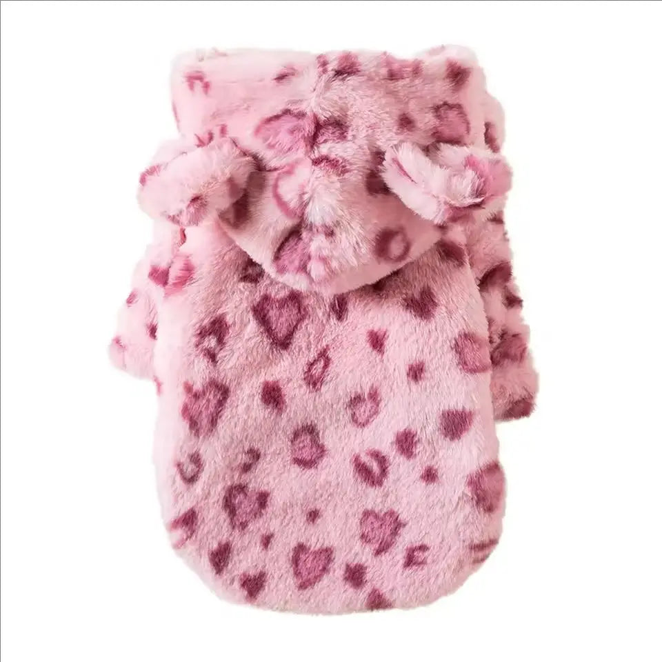 Leoparden-Fleece-Hoodie für Hunde – Warmer Wintermantel für Französische Bulldoggen & Kleine Hunde