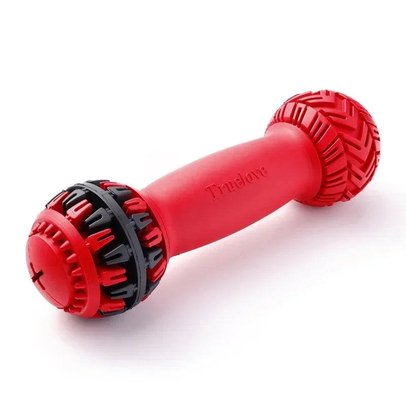 Truelove Robustes Hantel-Hundespielzeug mit Leckerli-Spender – Auslaufsicherer Slow Feeder, IQ-Trainings- & Zahnungs-Spielzeug