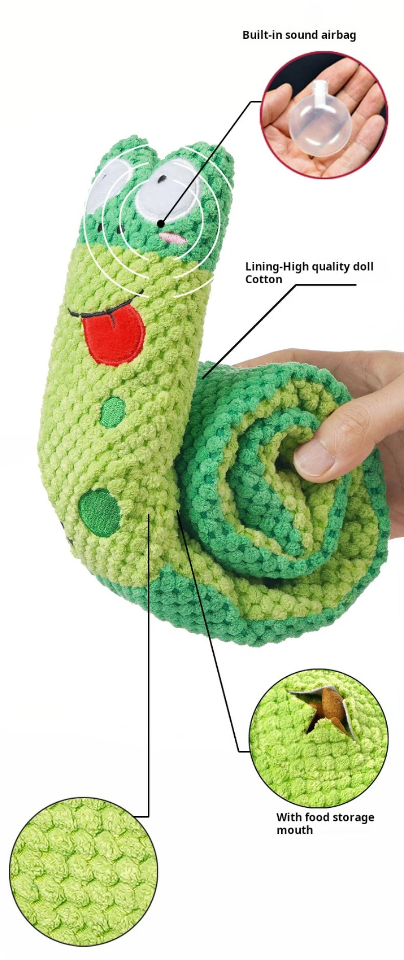 Interaktives Schnecken-Hundepuzzle & Futterspielzeug – Robustes Faltbares Plüsch-Quietschspielzeug mit Leckerli-Versteck für Welpen und Hunde