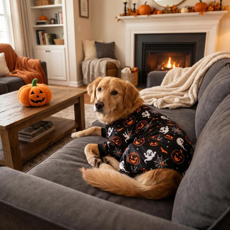 Halloween-Pyjama für Mittelgroße Hunde – Elastischer Lustiger Hunde-Kostüm-Pyjama