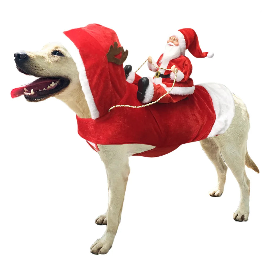 Lustiger Weihnachtsmann-Hundeumhang – Warmes Weihnachts-Cosplay-Kostüm für Kleine & Mittelgroße Hunde & Katzen