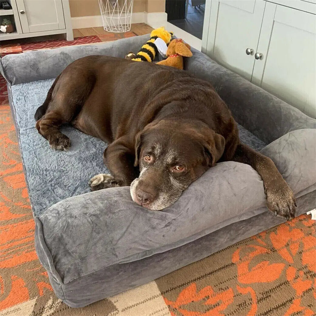 Extra Großes Orthopädisches Hundebett mit Abnehmbarem Waschbarem Bezug – Weiche Schaumstoff Haustiermatratze & Sofa-Schlafkissen für Komfortables Liegen