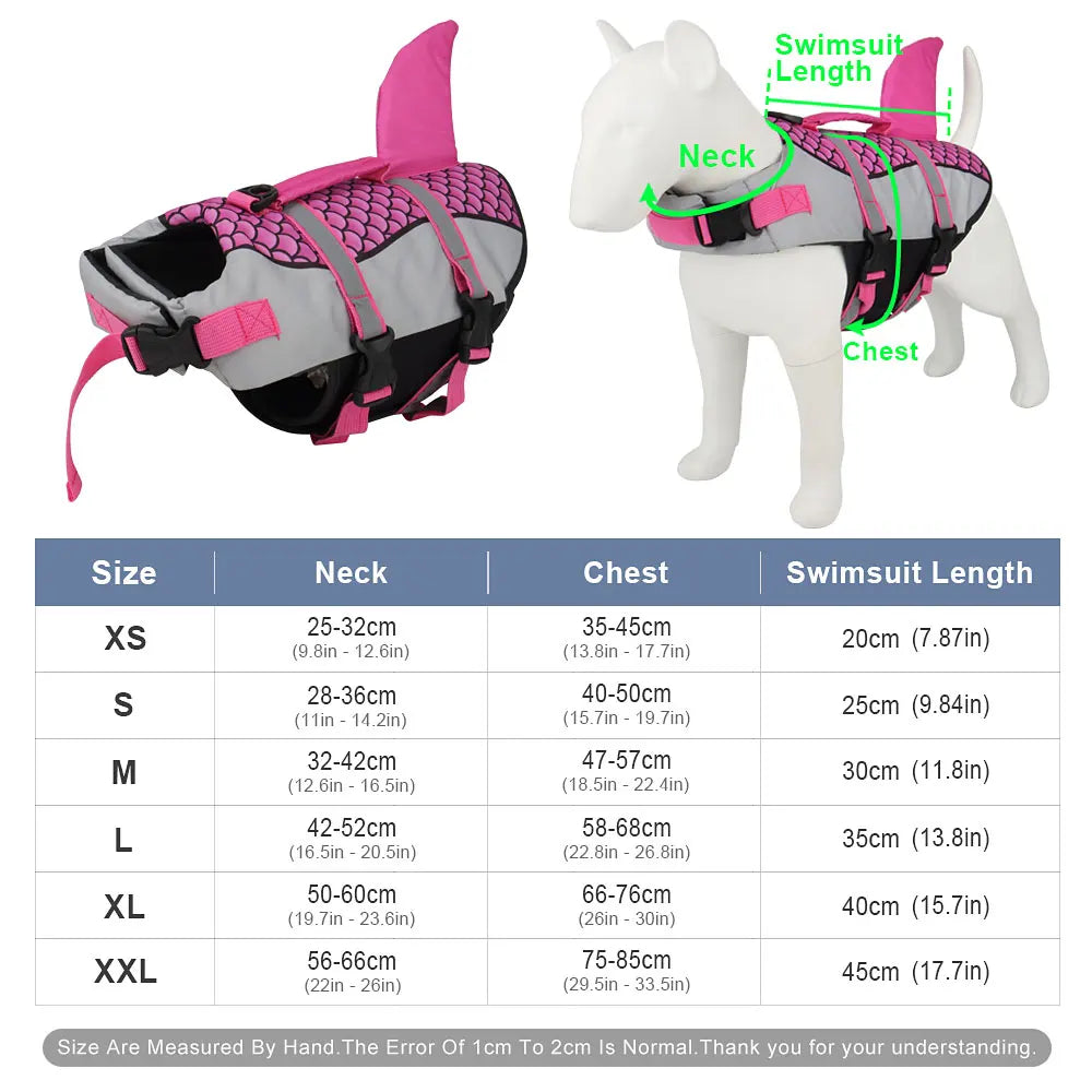 Hai-Schwimmweste für Hunde – Schuppen-Design mit Geschirr für Sommer & Wasserabenteuer