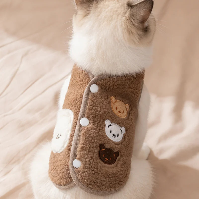 Süße Fleece-Weste für Haustiere – Warme Herbst- & Winterjacke für Kleine Hunde, Welpen & Katzen